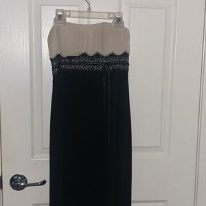 BCBG Black and White Strapless Dress
